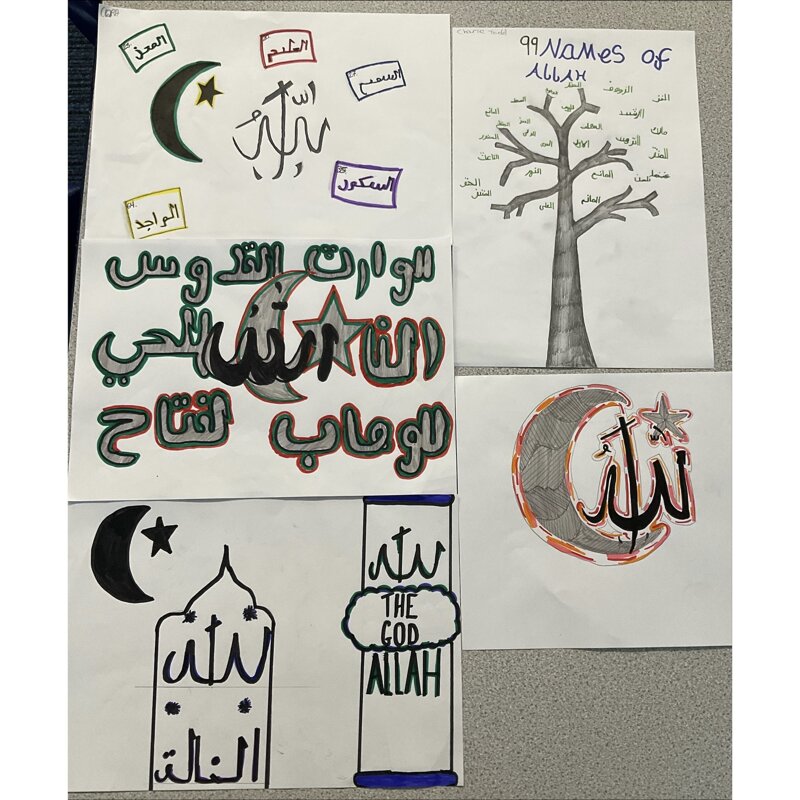 Image of Year 9 have been creating artwork based on the 99 names of Allah